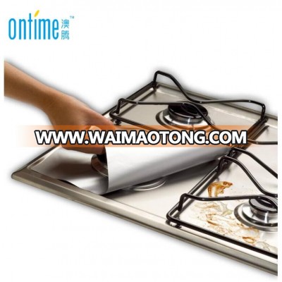 FDA 4PCS Reusable Gas Range Protector Liner Non Stick Gas Hob Stovetop Protector Clean Mat Pad